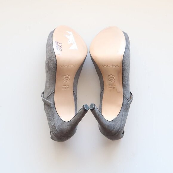 Via Spiga Grey Suede Open Toe Mary Jane Stiletto Heels / Sandals / Shoes Size 6 - Picture 13 of 16